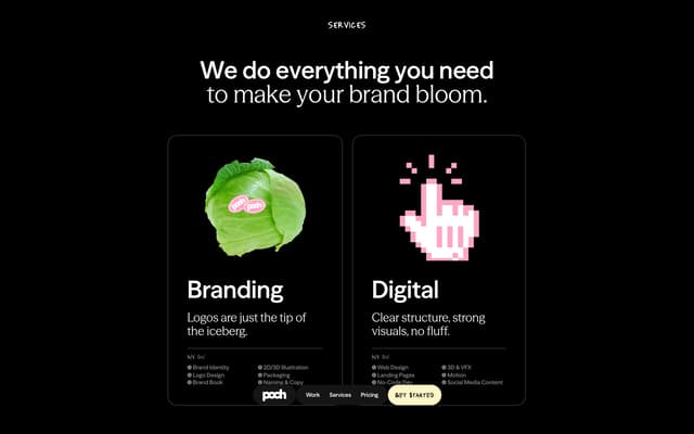Surreal 3D Service Cards on poch.studio