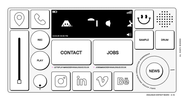 Skeuomorphic Contact Board Bento Grid on madebyanalogue.co.uk