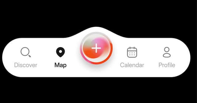 Floating tab bar with central elevated action button on behance.net