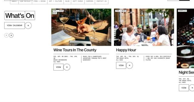 Events Carousel with Metadata on thedrake.ca
