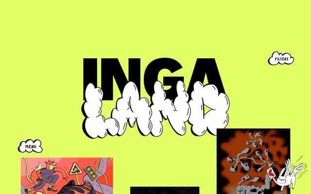 Layered Typography Over Project Grid on inga.land