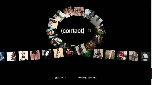 Circular and horizontal image marquee contact section on paxter.info