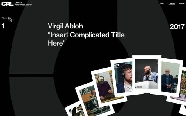 Wheel-to-list view switch with cards collapsing into a preview stack on crl-2026.webflow.io
