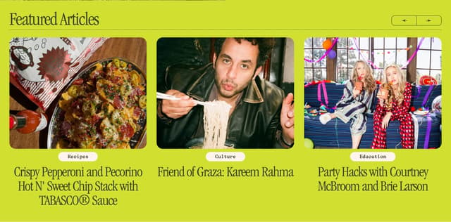 Featured Recipes Grid on graza.co