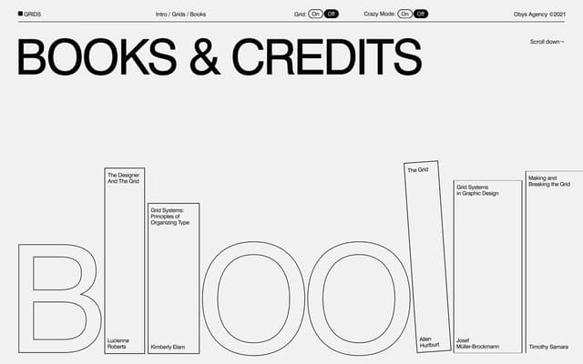 Books & Credits — Tilted on grids.obys.agency