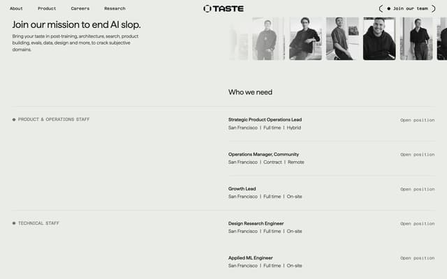 Team Grid with Faded Portraits on tastelabs.com