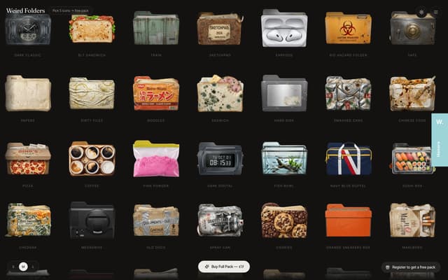 Dark Mode Full Viewport on weirdfolders.com