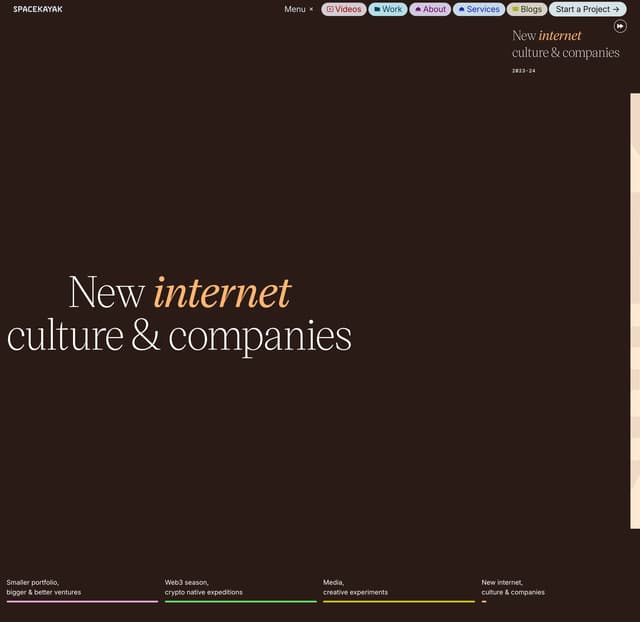 Studio Timeline Section on spacekayak.xyz