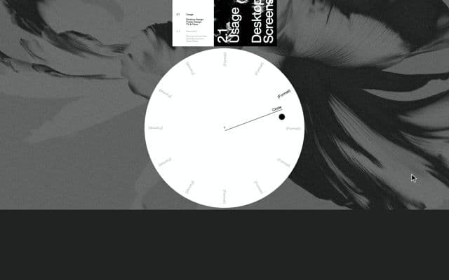 Scroll-scrubbed clock whose ball grows into a ring wipe on format.obys.agency