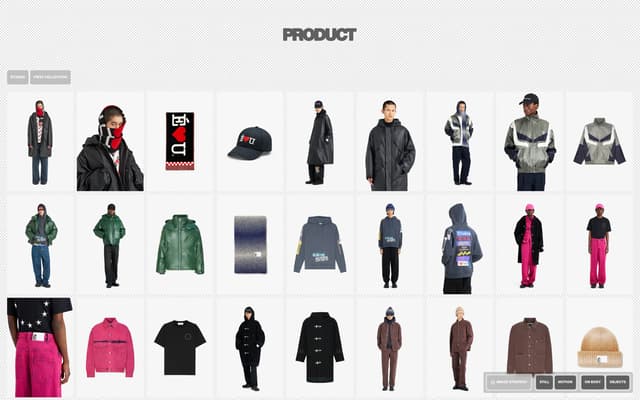 Services Overlay with Project Grid on studio-product.com
