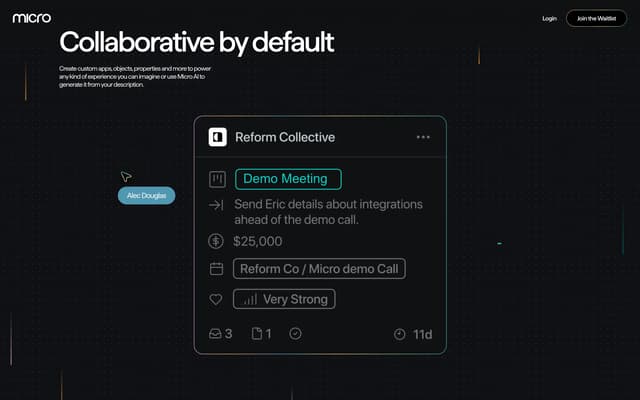 Collaborative CRM Card with Gradient Border on micro.reformcollective.com