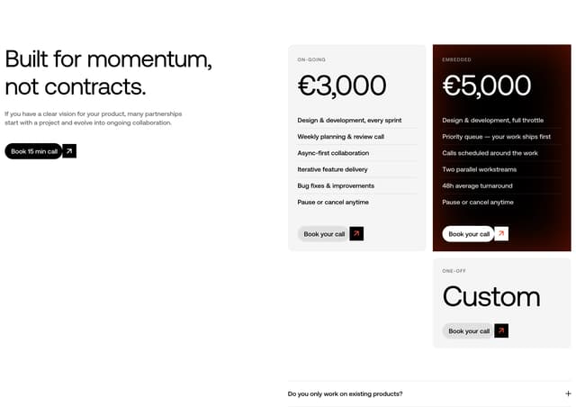Asymmetric Pricing Cards on verteal.com