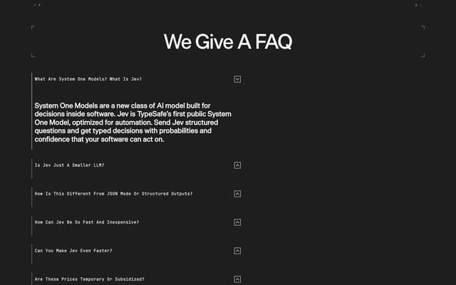 Lo-Fi Terminal FAQ Accordion on typesafe.ai