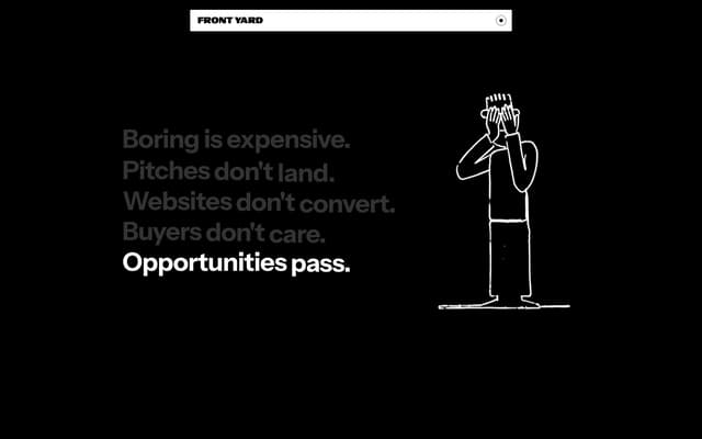 Centered Statement with Wireframe Icons on byfrontyard.com