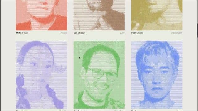 Team grid with halftone hover interaction on cursor.com