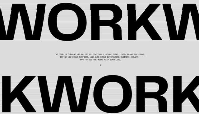 Glitch "WORK" Display Typography on atlantic-newyork.com