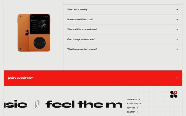 CTA + Marquee + Footer on sudo.music