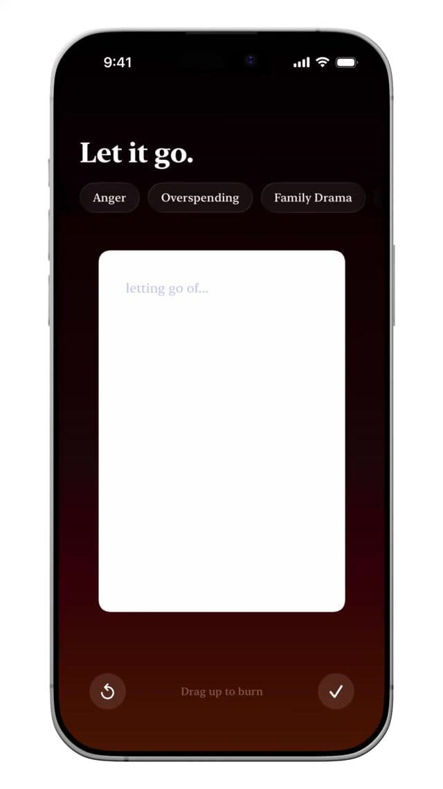 Interactive list with gesture-triggered fire animation on harin.design