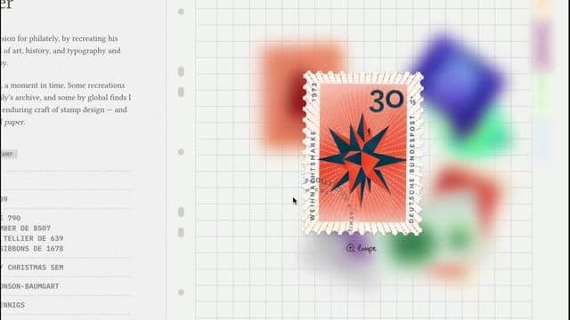 Interactive stamp gallery with magnifying loupe effect on marijanapav.com