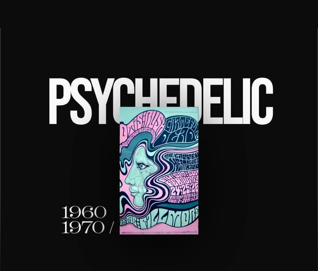 Psychedelic era card with organic contrast on historyofgraphicdesign.com