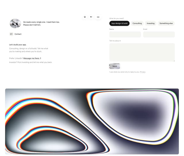 Playful Minimalist Contact Form on adamperlis.com