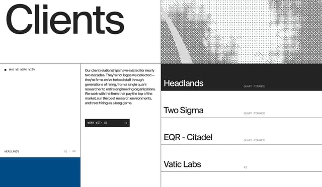 Text-Only Client Grid with Halftone Image on aspensearch.com