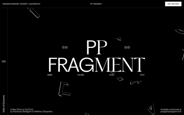 Fragment Typeface Hero on pp-fragment.com