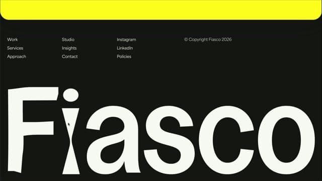 Footer with interactive morphing counter-forms on fiasco.design