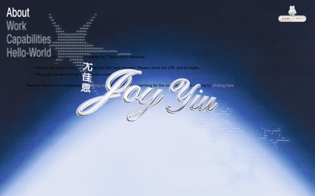 Wake Mode 404 Page on joyyiu.com
