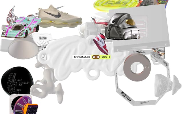Immersive 3D Collage Homepage on twomuch.studio