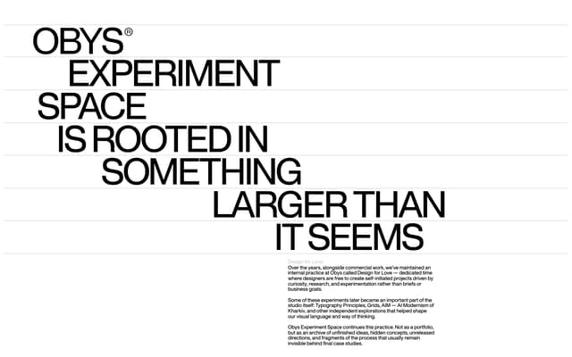 Stacked Headline: Rooted in Something Larger on experiment.obys.agency