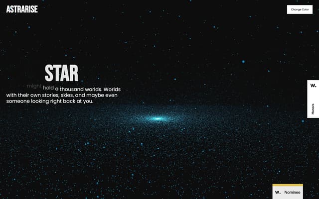 Starfield Typography Reveal on astrarise.vercel.app