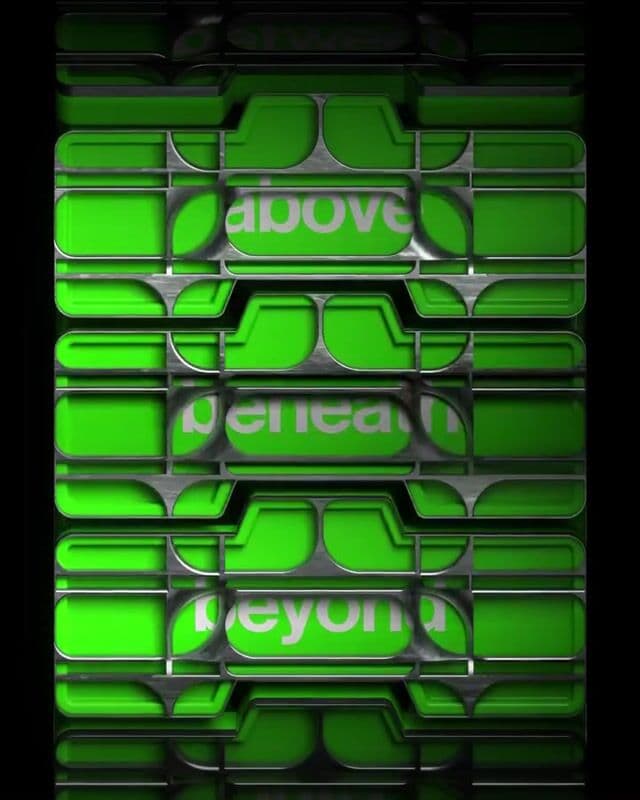 3D mechanical typographic marquee with industrial textures on instagram.com
