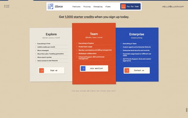Skeuomorphic Folder-Tab Pricing Cards on illoca.com