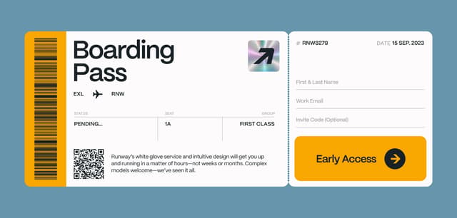 Boarding pass metaphor registration form on reformcollective.com