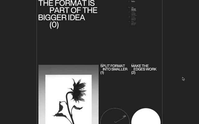 Poster shrinks into a card and falls into a physics field on scroll on format.obys.agency