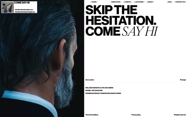 Split Contact with Serif-Sans CTA on productionportugal.com