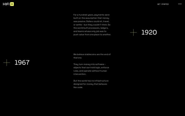 Staggered year-marker timeline on hifibridge.com