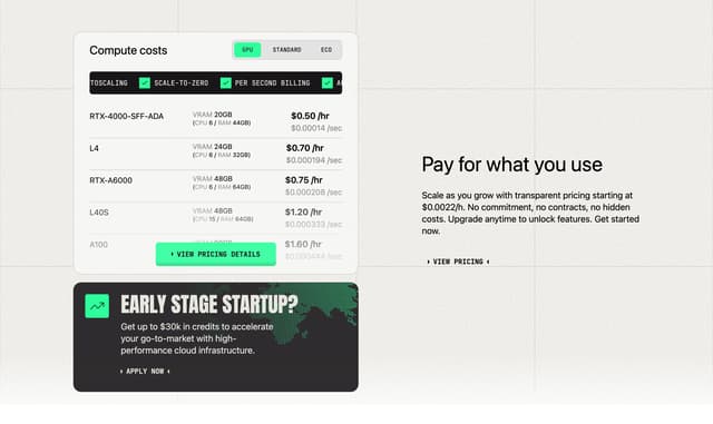 Koyeb Compute Pricing Table on koyeb.com