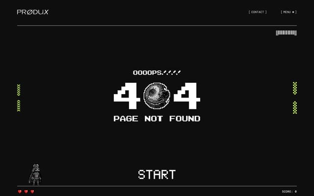 Pixel-Art Game 404 Page on produx.design