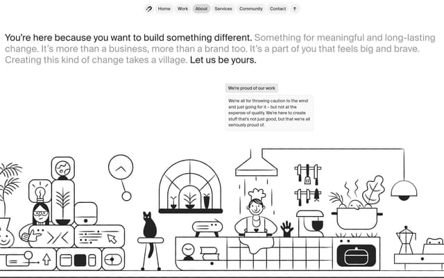 Scroll-reveal values with line art on andhuman.co