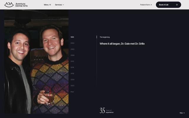 Split-Screen Timeline on aventuradentalarts.com