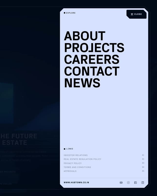 Brutalist Navigation Menu on hubtown.co.in