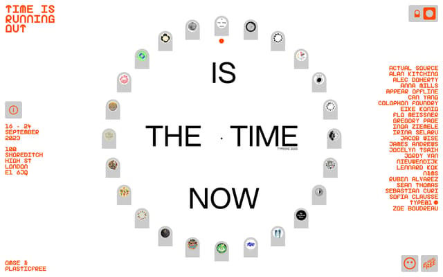 Info Overlay with Clock-Face Grid on timeisrunningout.omse.co