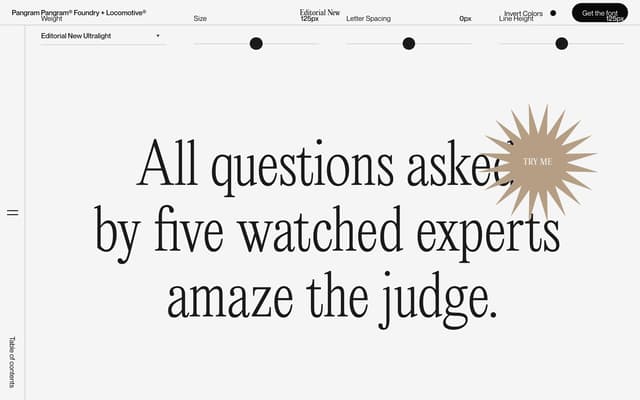 Interactive Type Tester with Brutalist Sliders on editorialnew.com