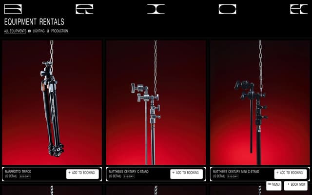 Chain-Suspended Product Cards on Red on brickstudio.nyc