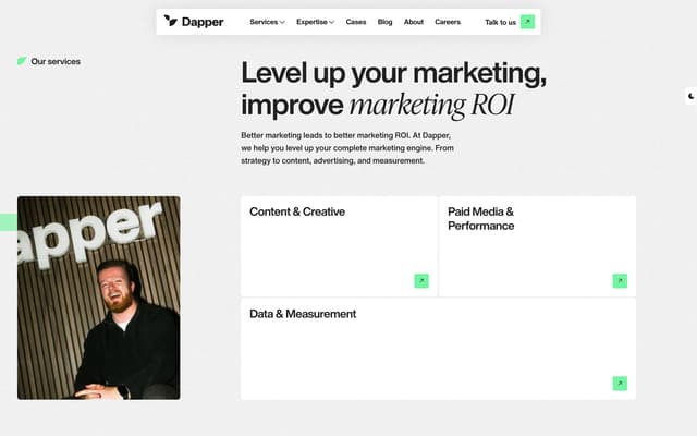 Services Grid with Card Layout on dapper.agency