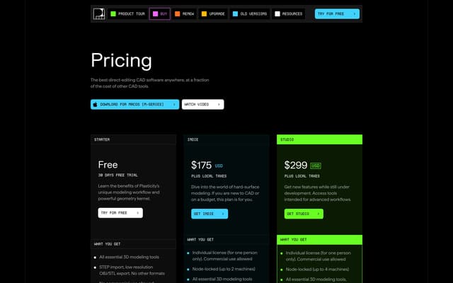 Lime-Accented Pricing with Tier Break on plasticity.xyz