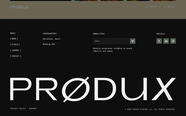 Brutalist Monospace Footer on produx.design