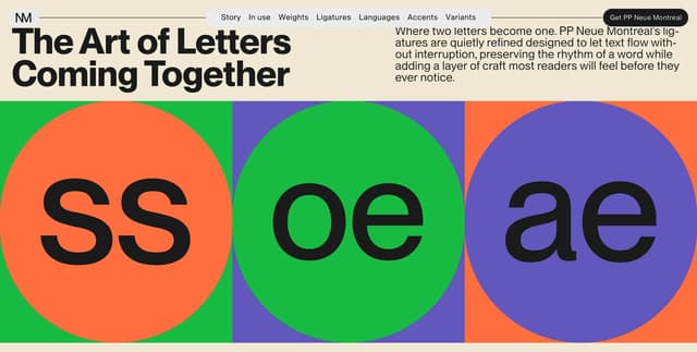 Ligatures in Geometric Frames on neuemontreal.com